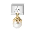 Elegant white shell pearl charm link for Italian modular bracelets crafted from stainless steel - Single Link Module (ICG009) / White Shell Pearl Pendant (ICG009)