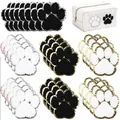 Embroidered chenille paw print iron-on patches set with a white cosmetic storage bag - Gold Edge Style / Set of 32 Pieces