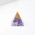 Handcrafted 3cm amethyst crystal and gold leaf orgone pyramid for home office decor - 3cm / Amethyst