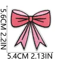Rosa bestickter Schleifen-Aufnäher, 5,6x5,4 cm, für romantische Valentinstagsdeko - Rosa Schleife mit schwarzen Streifen (C6AX-09-03)