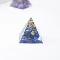 Handmade 3cm lapis lazuli crystal resin pyramid with gold flakes desktop decoration - 3cm / Lapis Lazuli
