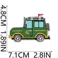 Close-up of green off-road vehicle embroidered patch with size markings 7.1x4.8cm - Off-Road Vehicle Style (W29LY-126-19)
