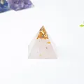 Handmade natural rose quartz crystal resin pyramid with gold leaf for elegant desktop decoration - 3cm / Rose Quartz
