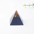 Pirámide artesanal de resina de 3 cm con piedra azul y pan de oro para decorar casa u oficina - 3cm / Piedra de arena azul
