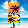 Microfiber quick-dry beach towel featuring palm tree print and Hello Sunshine slogan - 150x70cm / Beach Palm Tree