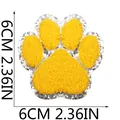 Écusson brodé en chenille patte jaune avec bordure pailletée argentée, 6cm x 6cm - Pièce Unique (X6ZZ-115-11) / Jaune