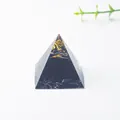 Pirámide artesanal de resina de obsidiana de 3cm con decoración de pan de oro para casa - 3cm / Obsidiana