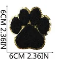 Écusson de broderie patte en chenille noire avec bord doré pailleté, 6 cm x 6 cm - Pièce Unique (X6ZZ-115-13) / Noir