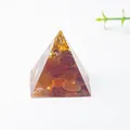 Pirámide de orgón de resina de cristal de cornalina natural 3cm con pan de oro decor - 3cm / Ágata roja