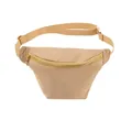 Minimalist khaki nylon waterproof sports waist bag with gold zipper and adjustable strap - 28*18*7cm / Brown