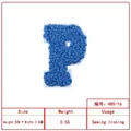 Blue chenille towel embroidery letter P patch for DIY clothing and bags - English Letter P (4B5-16) / Blue