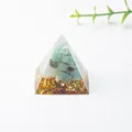 Pirámide de resina de piedra de cristal natural de 3 cm con piedras azules y pan de oro - 3cm / Amazonita