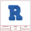 Blue chenille embroidery letter R patch DIY sewing applique for clothes decoration - English Letter R (4B5-18) / Blue