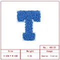Blue chenille letter T embroidered iron-on patch for personalized DIY clothing and bags - English Letter T (4B5-20) / Blue