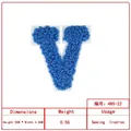Blue chenille towel embroidery letter V patch for DIY clothing and bag decoration - English Letter V (4B5-22) / Blue