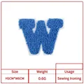 Blue chenille letter W embroidery patch for DIY clothing decoration, 5x6cm size - English Letter W (4B5-23) / Blue