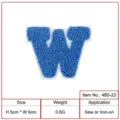 Toppa lettera W in ciniglia blu per decorazione abbigliamento fai da te, 5x6cm - Lettera Inglese W (4B5-23) / Blu