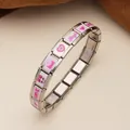 Pulsera modular italiana DIY de acero inoxidable con motivos rosas de Angel y corazón - Patrón de Corona Rosa (9)