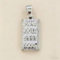 Rectangular silver-toned gold bar pendant with fine 999.9 1000g engraving and small CZ stones. - Simulated Gold Bar / Pendant Only (No Chain)