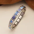 Pulsera modular italiana de acero inoxidable con dijes azules de ojo y esperanza - Patrón de Ojo Turco Azul (10)