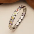 Pulsera de dijes italiana de acero inoxidable con lindos motivos de animales - Patrón de Esmalte Animal de Color (11)