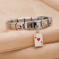 Bracelet à breloques modulaire italien en acier inoxydable avec pendentif as de cœur - 9