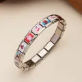 Pulsera modular italiana de acero inoxidable con varios diseños de dibujos animados - Patrón de Rosa y Cereza Roja (12)