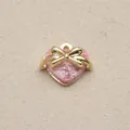 Eleganter rosa Herz-Anhänger mit goldener Schleife für die DIY-Schmuckherstellung - Rosa Strukturiertes Schleife Herz Stil (11)