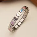 Pulsera italiana personalizable de acero inoxidable con iconos coloridos - Patrón de Surf de Verano (14)
