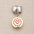Charme cœur doré et rouge pour bracelet modulaire italien, pendentif en alliage - Style Cœur Rouge Or Argent