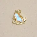 Goldener Einhorn-Anhänger mit schillernder Einlage für DIY-Halsketten-Schmuckstück - Irisierend Opal Einhorn Stil (13)