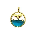 Elegant gold whale tail pendant with translucent blue stone for ocean themed necklace - Gold Whale Tail Silhouette Pendant Only (Without Chain)