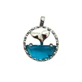 Elegant whale tail pendant necklace with translucent blue ocean resin in silver frame - Silver Whale Tail Silhouette Pendant Only (Without Chain)