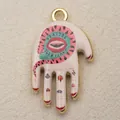 Vintage style hand-shaped copper pendant with eye and snake enamel details - Hand Snake Style (15)