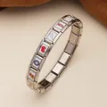 Pulsera italiana de acero inoxidable personalizable con iconos de deporte y dibujos - Patrón de Fitness Deportivo (16)