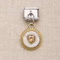 Breloque cœur doré avec cristal champagne pour bracelet modulaire italien personnalisé - Style Cristal Cœur Champagne Bordure Corde