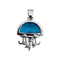 Stijlvolle zilverkleurige kwallenhanger met blauwe steen en witte zirkoonaccenten - Zilveren Strass Blauwe Emaille Kwal Hanger Zonder Ketting