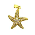 Prachtige vergulde zeester hanger bezet met fonkelende kristallen voor zeebedeltjes - Gouden Pave Strass Zeester Hanger Zonder Ketting