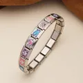 Pulsera DIY de módulos italianos de acero inoxidable con dijes de huellas de colores - Patrón de Pata de Leopardo (18)
