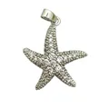 Elegante zilveren zeester hanger met glinsterende heldere zirkonia steentjes - Zilveren Pave Strass Zeester Hanger Zonder Ketting