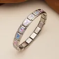 Elegante pulsera de charms modulares italianos de acero inoxidable con motivos de mariposas - Patrón de Mariposa Pintada (19)