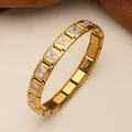 Elegante pulsera modular italiana de acero inoxidable dorado con dijes de mariposas. - Patrón de Mariposa Dorada (20) / Dorado