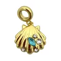 Vergulde schelpbedel hanger met blauwe en witte kristallen voor DIY-kettingen - Gouden Strass Emaille Schelp Hanger Zonder Ketting