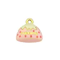 Sweet enamel pudding charm pendant in pink and cream finish for DIY jewelry making - Pink Dotted Pudding (1)