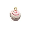 Sweet ice cream style copper enamel cupcake pendant charm for DIY jewelry making accessories - Pink Swirl Roll (4)
