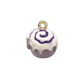 Ciondolo dessert a spirale viola e bianco in lega di rame con elegante anello dorato - Girella Viola (5)