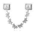 Detailed view of silver-tone butterfly charm hanging chain for Italian modular bracelet links - Silver Butterfly Chain Style (ICG518-2) / Silver