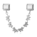 Macro view of stainless steel butterfly link chain for Italian modular bracelets - Silver Delicate Butterfly Style (ICG518-4) / Silver