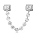 Stainless steel Italian charm link with sunburst pattern disk chain detail - Silver Radial Round Plate Style (ICG521-2)