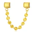 Detail view of gold sunburst pattern chain connector for Italian modular bracelets - Gold Radial Craft Style (ICG521-3)